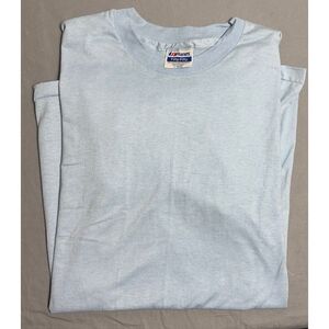 Vintage Hanes Fifty-Fifty T-Shirt Men L Blank Single Stitch Light Blue USA